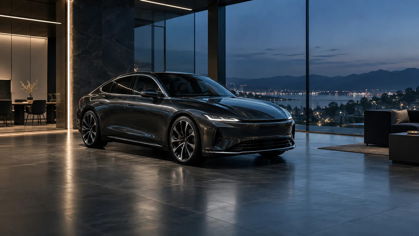 Premium vehicle in a modern showroom